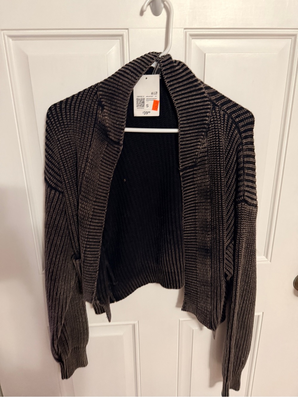 Forever 21 Black and Brown Ribbed Open-Front Cardigan Sweater